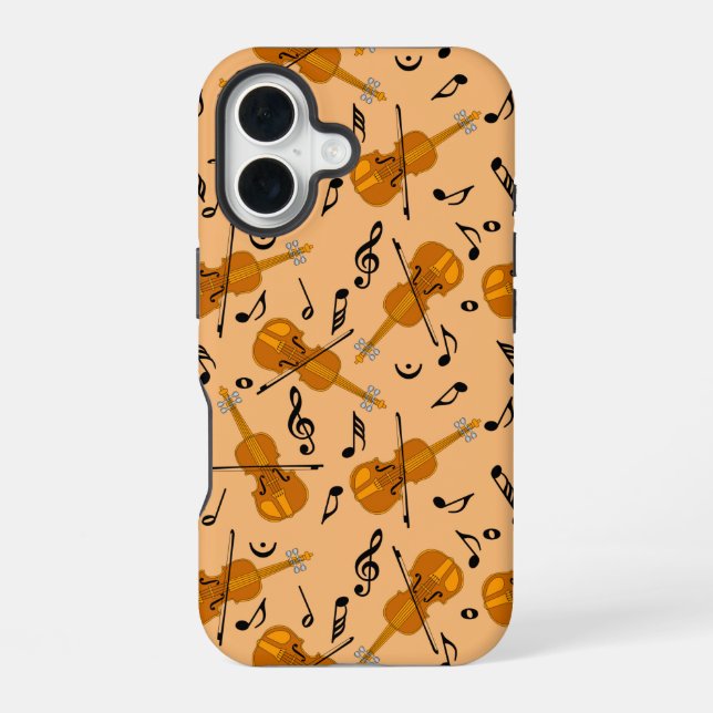 Coque iPhone 16 Motif de note de musique de violon (Verso)