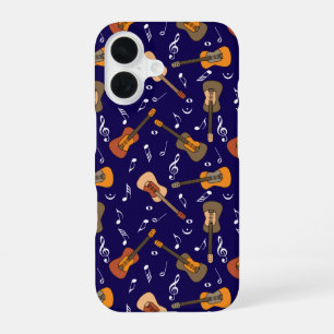 Coque iPhone 16 Motif de notes de musique de guitare