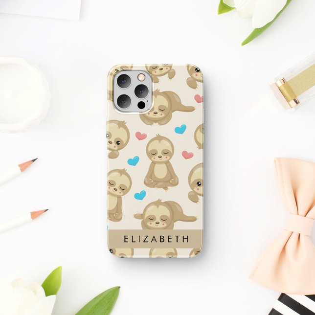 Coque iPhone 16 Motif de paresseux, paresseux mignons, coeurs, vot (Créateur téléchargé)
