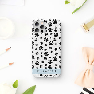 Coque iPhone 16 Motif de patte, Pattes de chien, Noir et blanc, Vo