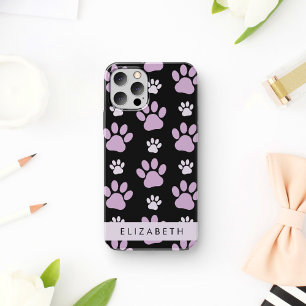 Coque iPhone 16 Motif de pattes, pattes lilas, pattes de chien, vo