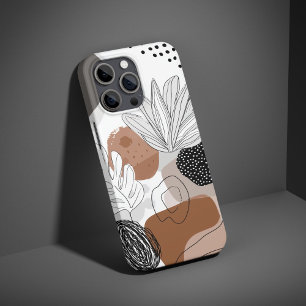 Coque iPhone 16 Motif de plante abstraite neutre Bohème Minimalist
