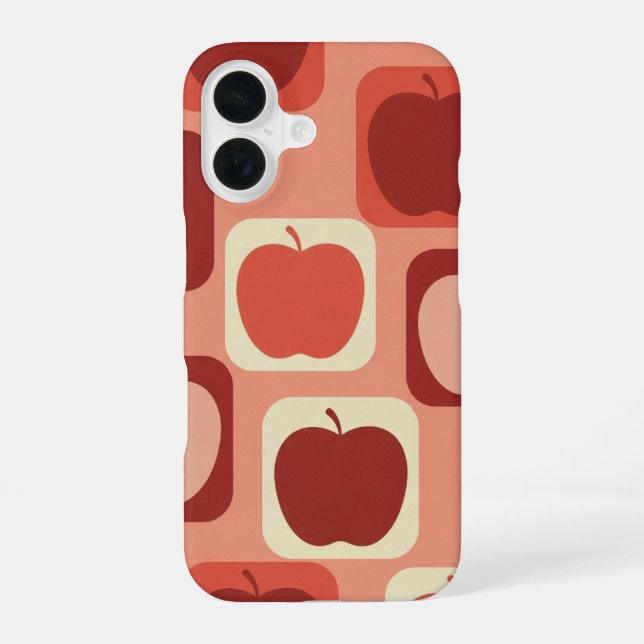 Coque iPhone 16 Motif de pomme arrondie vintage (Verso)