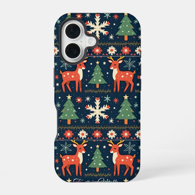 Coque iPhone 16 Motif de pull de Noël moche mignon (Verso)