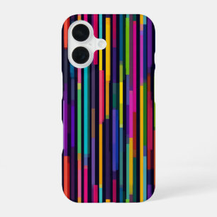 Coque iPhone 16 Motif de rayure verticale néon