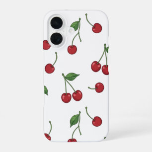 Coque iPhone 16 Motif de répétition de fruits de cerise