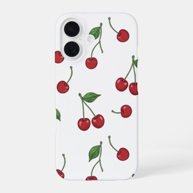 Coque iPhone 16 Motif de répétition de fruits de cerise (Verso)