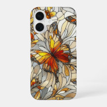 Motif de verre teinté papillon ambre