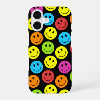 Coque iPhone 16 Motif de visages colorés heureux