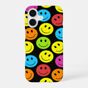 Coque iPhone 16 Motif de visages souriants colorés heureux