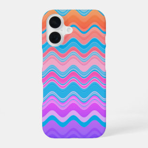 Coque iPhone 16 Motif de Zigzag multicolore brillant