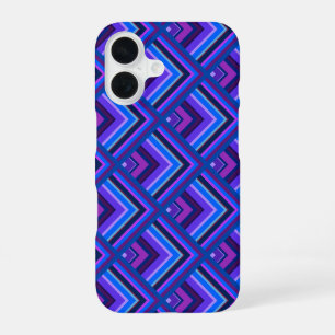 Coque iPhone 16 Motif d'écailles à rayures bleues et violettes
