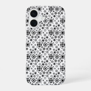 Coque iPhone 16 Motif décoratif arabesque noir blanc mignon