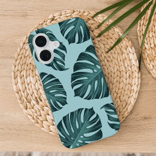 Coque iPhone 16 Motif d'été de feuilles botaniques tropicales de M