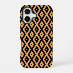 Coque iPhone 16 Motif diamant jaune et noir
