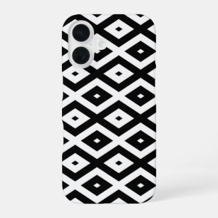 Coque iPhone 16 Motif diamant noir et blanc