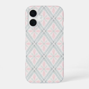 Coque iPhone 16 Motif diamant pastel vert et rose