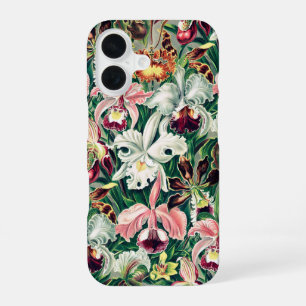 Coque iPhone 16 Motif d'orchidée blanche rose jaune