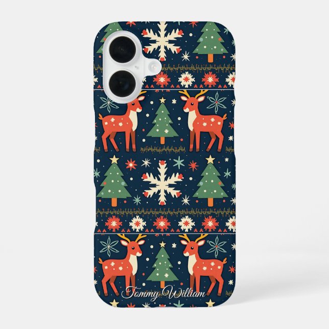 Coque iPhone 16 Motif doux de Noël moche (Verso)