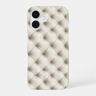 Coque iPhone 16 Motif en cuir blanc matelassé