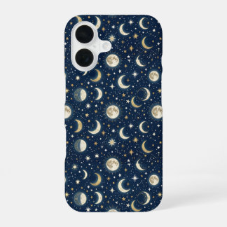 Coque iPhone 16 Motif Étoiles et Lune
