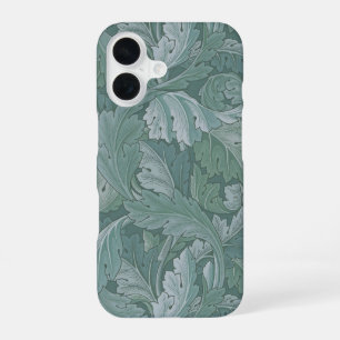 Coque iPhone 16 Motif feuille d'acanthe bleu sarcelle de William M