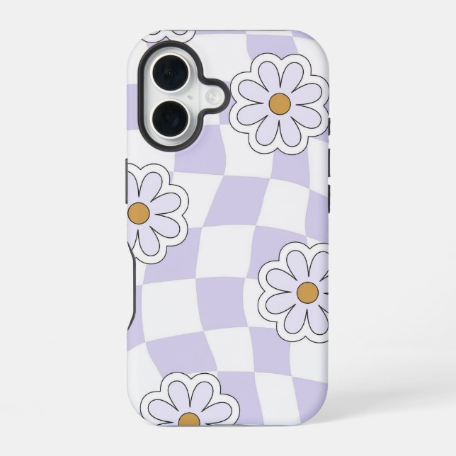Coque iPhone 16 Motif Fleur Rétro (Verso)