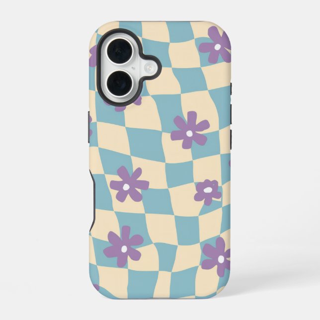 Coque iPhone 16 Motif Fleur Rétro (Verso)