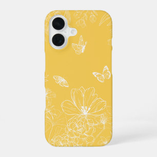 Coque iPhone 16 Motif Fleurs Jaunes, Floral, Minimaliste