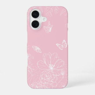 Coque iPhone 16 Motif Fleurs Roses, Floral, Motif, Minimaliste