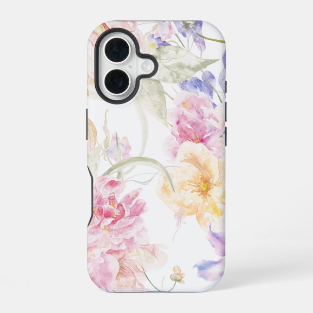 Coque iPhone 16 Motif floral aquarelle sans couture (Verso)