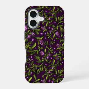 Coque iPhone 16 Motif Floral Artistique : Fleurs Violettes