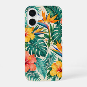 Coque iPhone 16 Motif floral botanique Paradis tropical