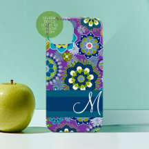 Motif floral de fille funky avec monogramme