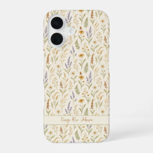 Coque iPhone 16 Motif floral de fleurs sauvages à l'aquarelle avec