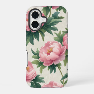 Coque iPhone 16 Motif floral de pivoine rose élégant - Intemporel