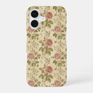 Coque iPhone 16 Motif floral de rose vintage