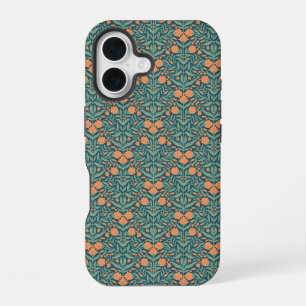 Coque iPhone 16 Motif floral de style Art nouveau orange semblable