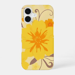 Coque iPhone 16 Motif floral rétro Sunshine - Fleurs jaunes