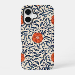 Coque iPhone 16 Motif floral sans couture avec fleur orange vibran