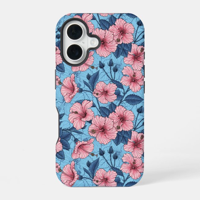 Coque iPhone 16 Motif floral tropical d'Hibiscus (Verso)