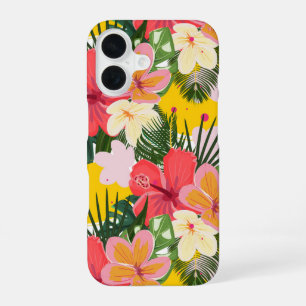 Coque iPhone 16 Motif floral tropical vibrant
