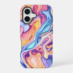 Coque iPhone 16 Motif fluide en spirale abstrait coloré