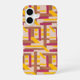 Coque iPhone 16 Motif géométrique Art Déco vintage Jazz Pochoir