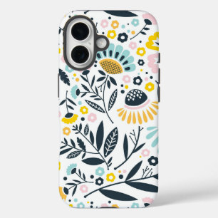 Coque iPhone 16 Motif géométrique de fleurs pastel pour jardin