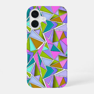 Coque iPhone 16 Motif géométrique néon lumineux multicolore