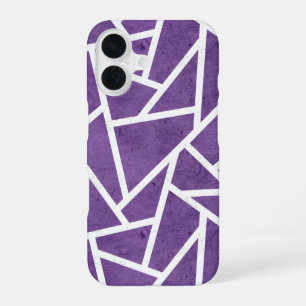 Coque iPhone 16 Motif mosaïque violet et blanc