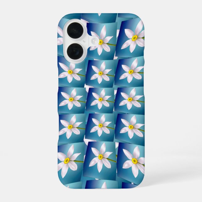Coque iPhone 16 Motif Narcisse Blanc (Verso)