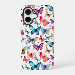 Coque iPhone 16 Motif Papillon Aquarelle