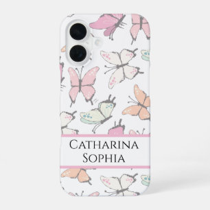 Coque iPhone 16 Motif Papillon avec Nom